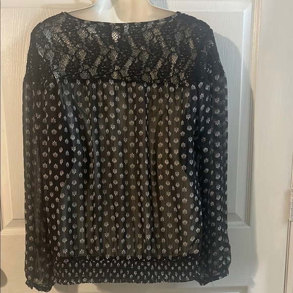 Torrid Sheer Black Blouse with White Floral Design - Picture 5 of 7